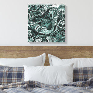 Cute Birds In Forest Vintage Art Canvas Print