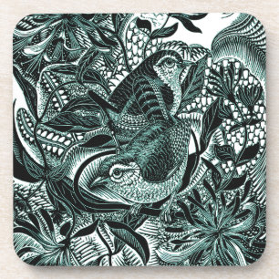 Cute Birds In Forest Vintage Art Coaster