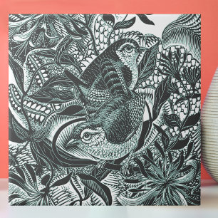 Cute Birds In Forest Vintage Art Tile