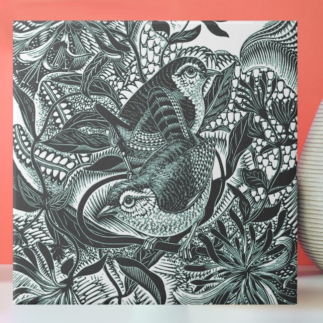 Cute Birds In Forest Vintage Art Tile (Creator Uploaded)