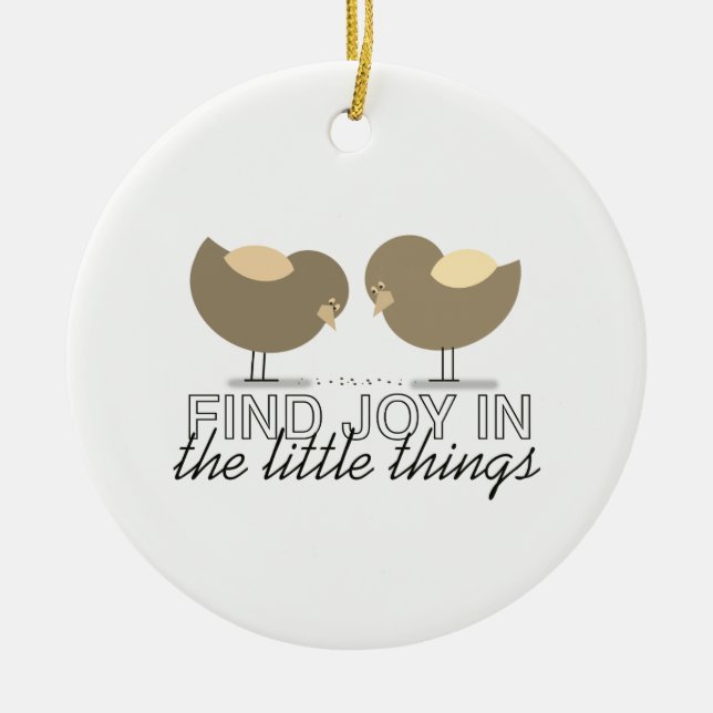 Cute Birds Inspirational Quote Ceramic Tree Decoration (Front)