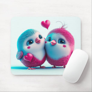 Cute Birds Love Hearts Valentine Inspired Artwork Mouse Mat