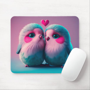 Cute Birds Love Hearts Valentine Inspired Artwork Mouse Mat