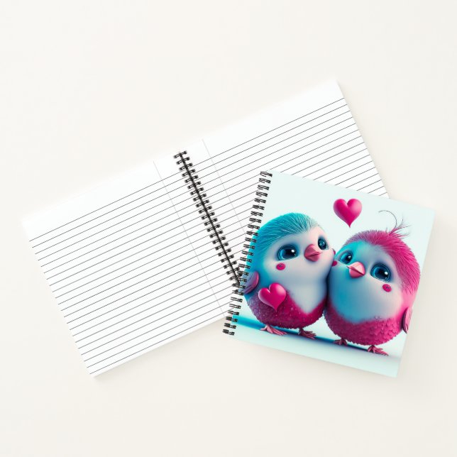 Cute Birds Love Hearts Valentine Inspired Artwork Notebook (Inside)
