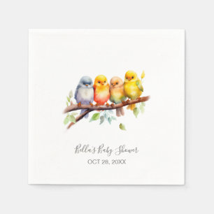 Cute Birds on Tree Branch Baby Shower Napkin