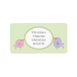 Cute Birds Pastel Coloured Baby Address Sticker