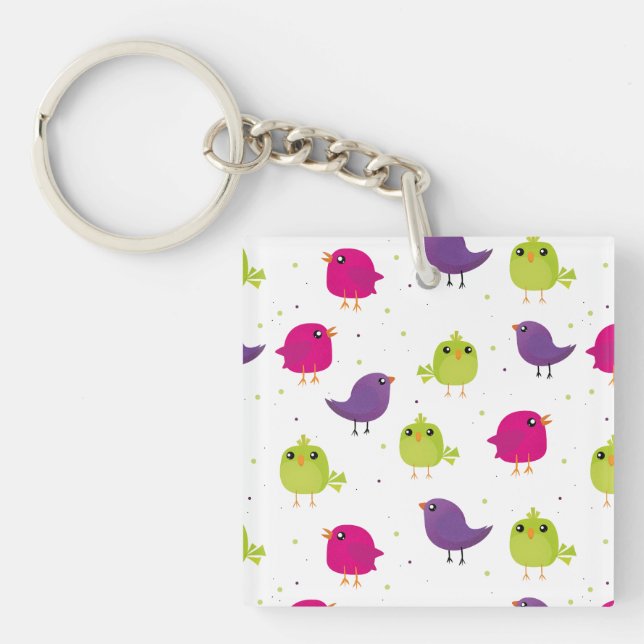 Cute birds pattern key ring (Front)