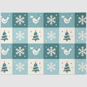 Cute Birds & Snowflakes Christmas Winter Decoupage Tissue Paper