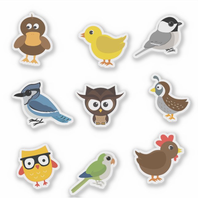 Cute  Birds Sticker Set (Front)
