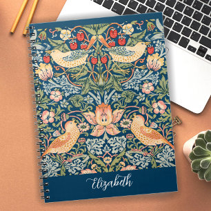Cute Birds, Strawberry Thief Vintage Art, Name Notebook