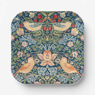 Cute Birds, Strawberry Thief Vintage Art Paper Plate