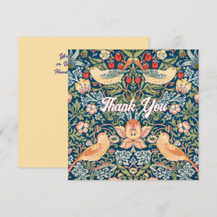 Cute Birds, Strawberry Thief Vintage Art Thank You Card