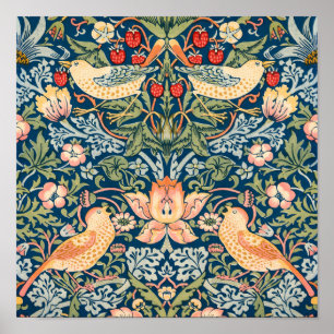 Cute Birds, Strawberry Thieves Vintage Art Poster