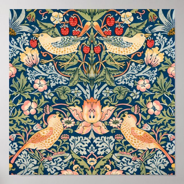 Cute Birds, Strawberry Thieves Vintage Art Poster (Front)