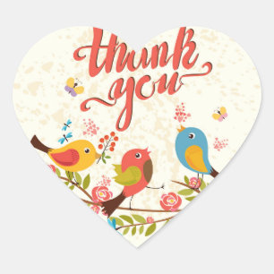 cute birds thank you heart  stickers