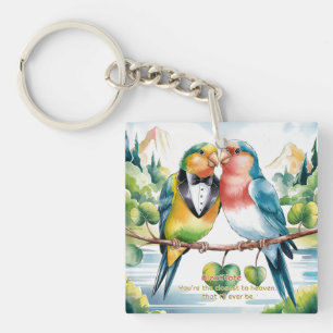 Cute Birds Valentine's Day Key Ring