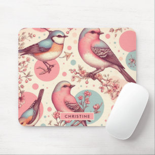 Cute Birds Vintage Painting Mouse Mat