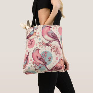 Cute Birds Vintage Painting Tote Bag
