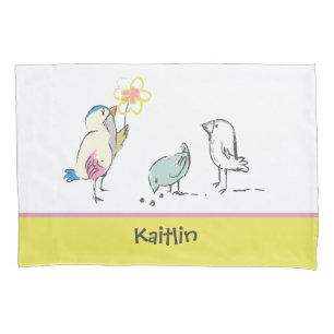 Cute Birds Whimsical Girls Personalized Pillowcase