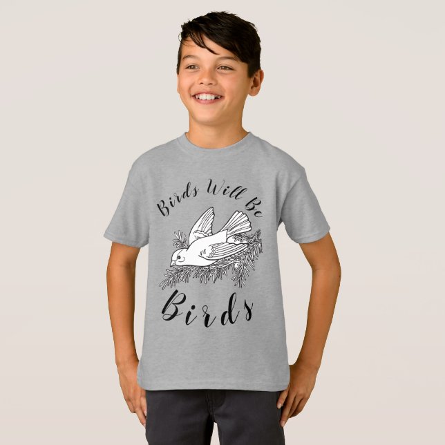 Cute Birds Will Be Birds T-Shirt (Front Full)