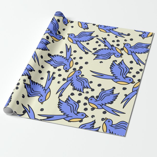 Cute Birds Wrapping Paper (Unrolled)