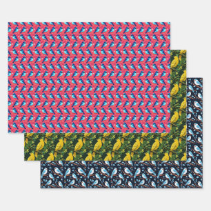 Cute Birds Wrapping Paper Sheet