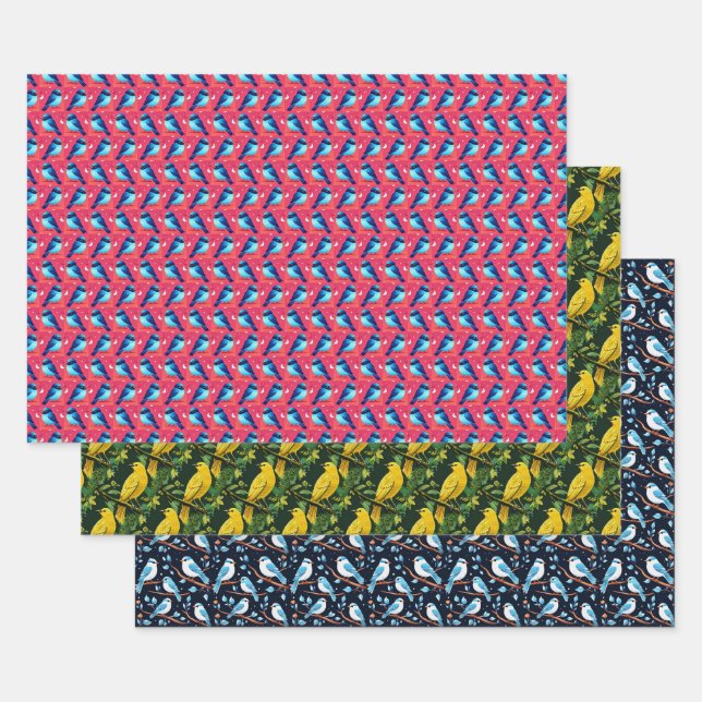 Cute Birds Wrapping Paper Sheet (Set)