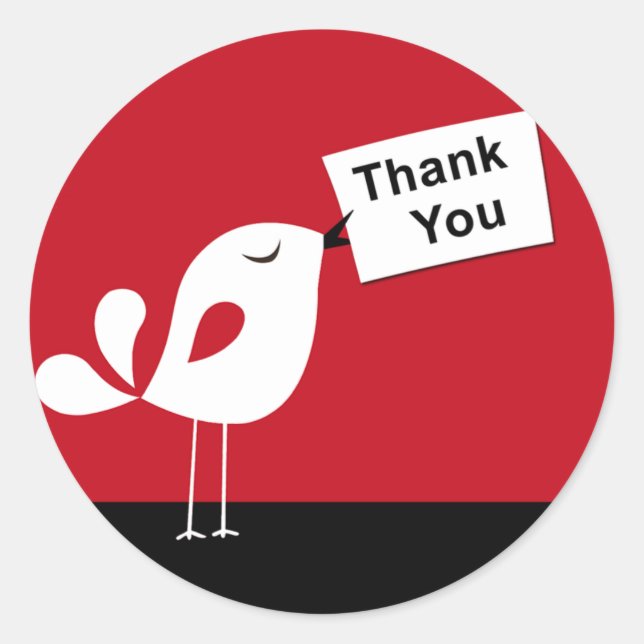 Cute Birdy Thank You Sticker (red) (Front)