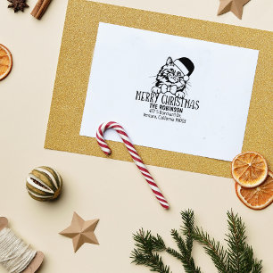Cute Birman Cat Return Address Christmas Rubber Stamp