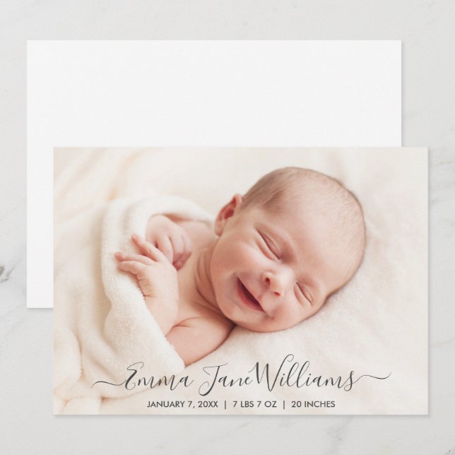 Cute Birth Announcement Photo Card (Front/Back)