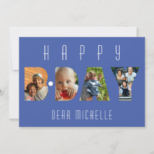Cute Birthday 4 Photo Collage Personalised Card
