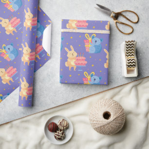 Cute Birthday Animals Wrapping Paper