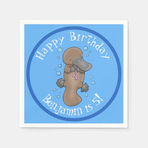 Cute birthday baby personalised platypus cartoon napkin