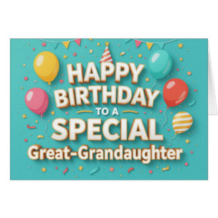 Cute Birthday Balloons Card Great Granddaughter