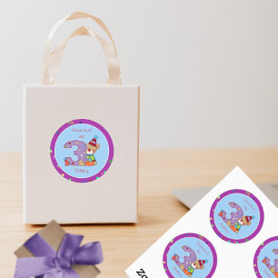 Cute Birthday Bear Age 3 Classic Round Sticker