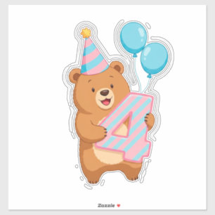 Cute Birthday Bear With Party Hat And Balloons