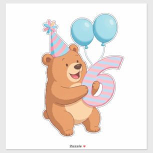 Cute Birthday Bear With Party Hat And Balloons