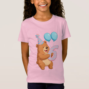 Cute Birthday Bear With Party Hat And Balloons T-Shirt