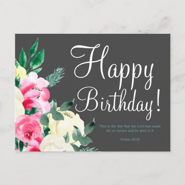 Cute Birthday Bible Verse Postcard (Front)