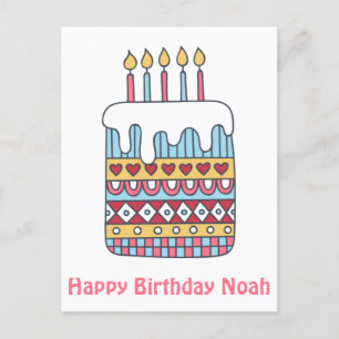 Cute Birthday Cake - Colourful Kids' Birthday Post Postcard
