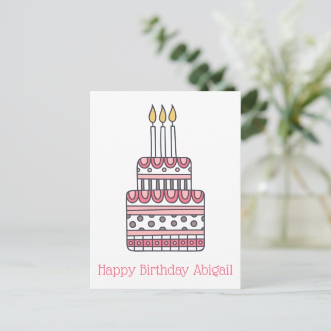 Cute Birthday Cake - Colourful Kids' Birthday Postcard (Standing Front)