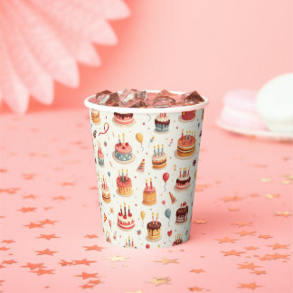Cute Birthday Cakes Paper Party Cups