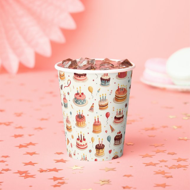 Cute Birthday Cakes Paper Party Cups (Insitu)