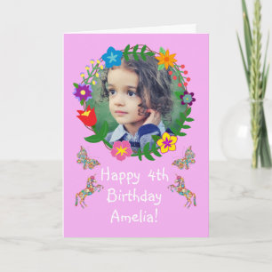 Cute Birthday Card Kids Butterflies Unicorns Photo
