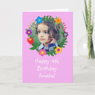Cute Birthday Card Kids Girls Photo Personalise