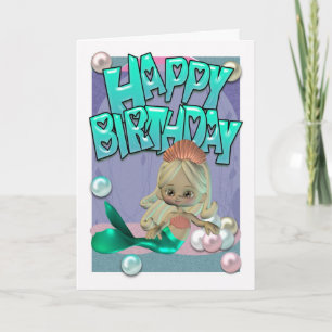 Cute Birthday Card With Mermaid