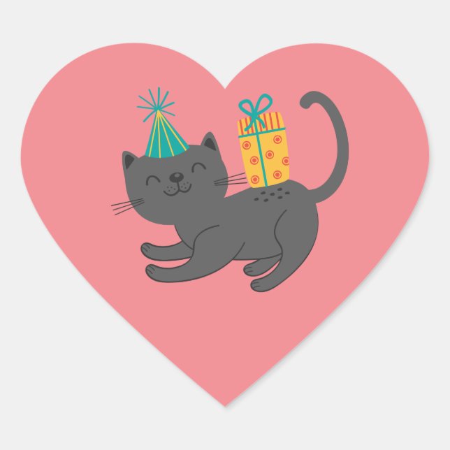 Cute birthday cat sticker (Front)