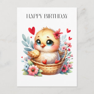 Cute Birthday Chick. Holiday Postcard