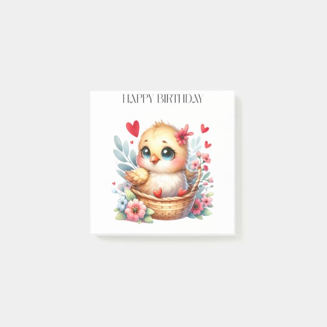 Cute Birthday Chick. Post-it Notes (Front)