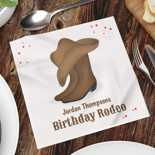 Cute Birthday Cowboy Rodeo Simple Red Bandanna Napkin